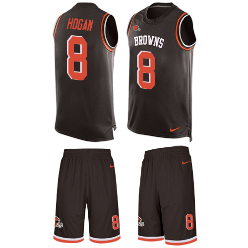 Men's Nike Cleveland Browns #8 Kevin Hogan Limited Brown Tank Top Suit NFL Jersey