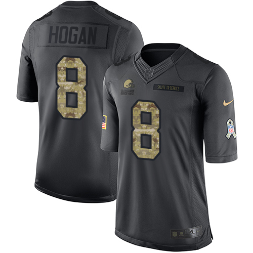 Men's Nike Cleveland Browns #8 Kevin Hogan Limited Black 2016 Salute to Service NFL Jersey