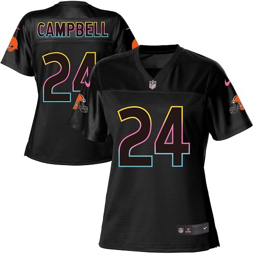Women's Nike Cleveland Browns #24 Ibraheim Campbell Game Black Fashion NFL Jersey