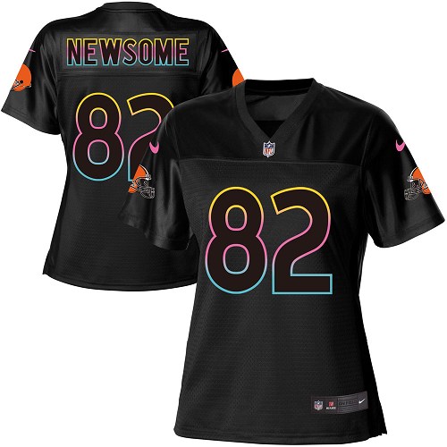 Women's Nike Cleveland Browns #82 Ozzie Newsome Game Black Fashion NFL Jersey