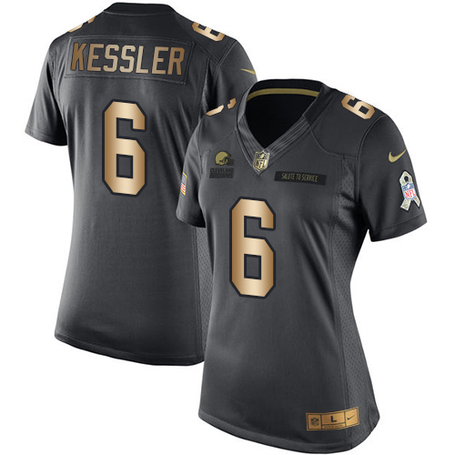 Women's Nike Cleveland Browns #6 Cody Kessler Limited Black/Gold Salute to Service NFL Jersey
