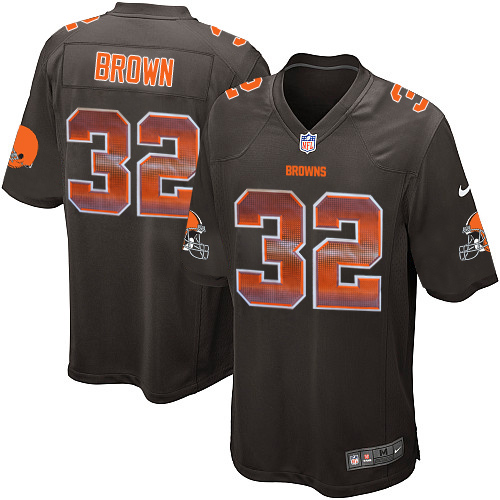 Men's Nike Cleveland Browns #32 Jim Brown Limited Brown Strobe NFL Jersey