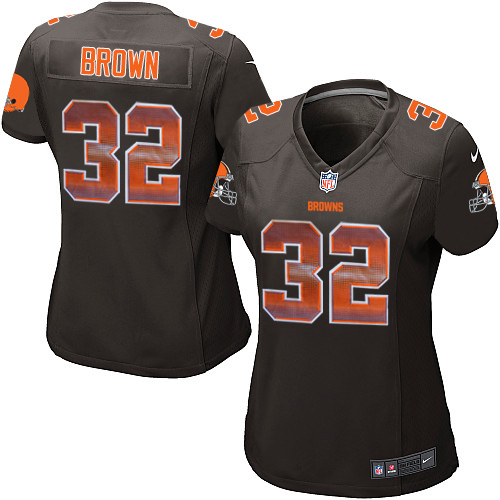 Women's Nike Cleveland Browns #32 Jim Brown Limited Brown Strobe NFL Jersey