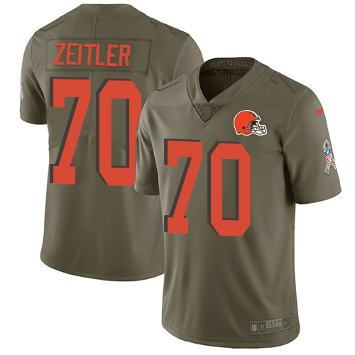 Men's Nike Cleveland Browns #70 Kevin Zeitler Limited Olive 2017 Salute to Service NFL Jersey