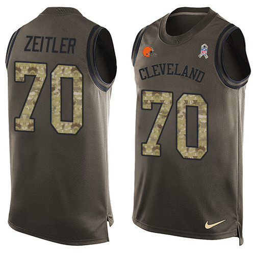 Men's Nike Cleveland Browns #70 Kevin Zeitler Limited Green Salute to Service Tank Top NFL Jersey