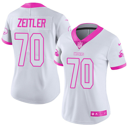 Women's Nike Cleveland Browns #70 Kevin Zeitler Limited White/Pink Rush Fashion NFL Jersey