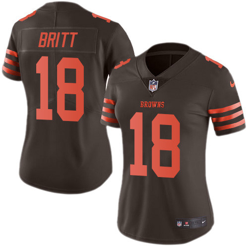 Women's Nike Cleveland Browns #18 Kenny Britt Limited Brown Rush Vapor Untouchable NFL Jersey