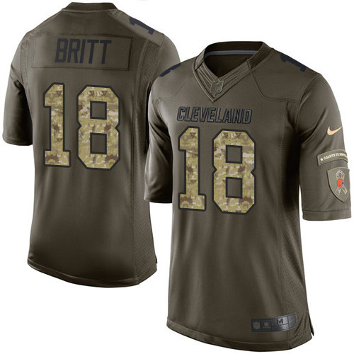 Men's Nike Cleveland Browns #18 Kenny Britt Elite Green Salute to Service NFL Jersey