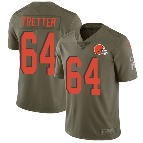 Men's Nike Cleveland Browns #64 JC Tretter Limited Olive 2017 Salute to Service NFL Jersey