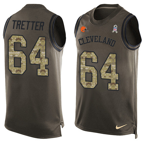 Men's Nike Cleveland Browns #64 JC Tretter Limited Green Salute to Service Tank Top NFL Jersey