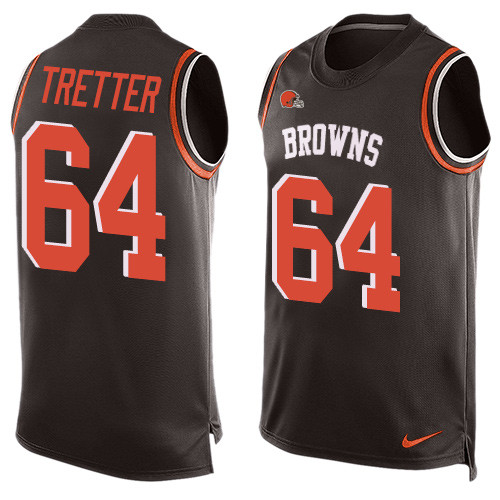 Men's Nike Cleveland Browns #64 JC Tretter Limited Brown Player Name & Number Tank Top NFL Jersey