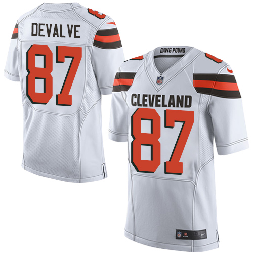 Men's Nike Cleveland Browns #87 Seth DeValve Elite White NFL Jersey