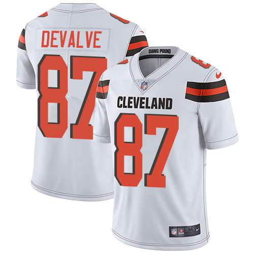 Men's Nike Cleveland Browns #87 Seth DeValve White Vapor Untouchable Limited Player NFL Jersey