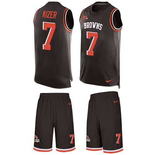 Men's Nike Cleveland Browns #7 DeShone Kizer Limited Brown Tank Top Suit NFL Jersey