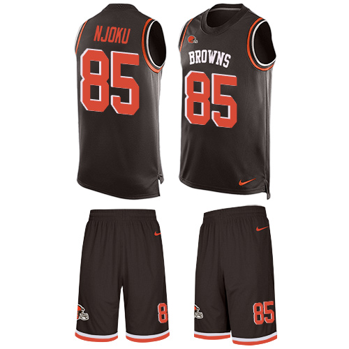 Men's Nike Cleveland Browns #85 David Njoku Limited Brown Tank Top Suit NFL Jersey