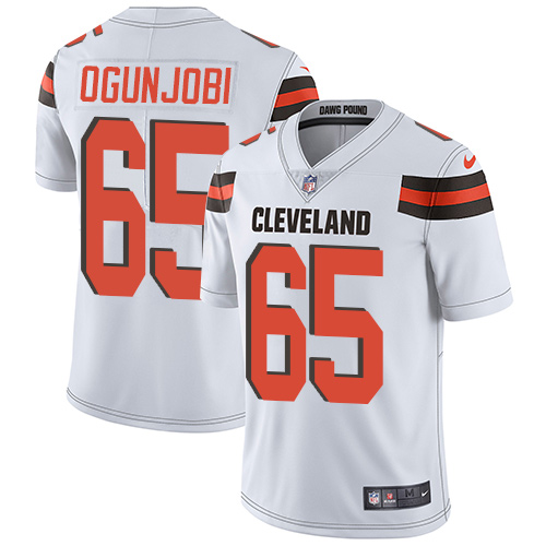 Men's Nike Cleveland Browns #65 Larry Ogunjobi White Vapor Untouchable Limited Player NFL Jersey