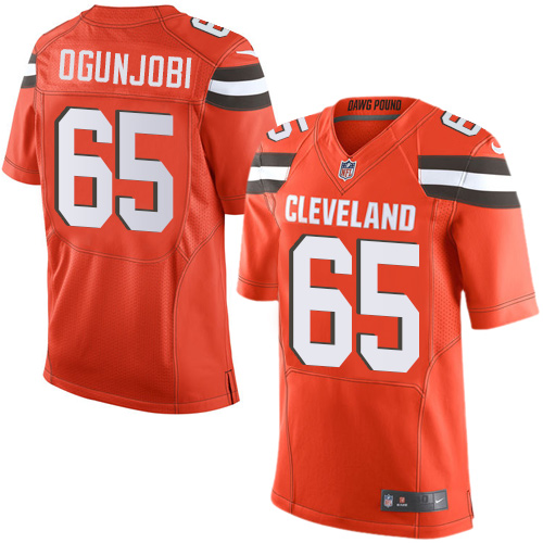 Men's Nike Cleveland Browns #65 Larry Ogunjobi Elite Orange Alternate NFL Jersey