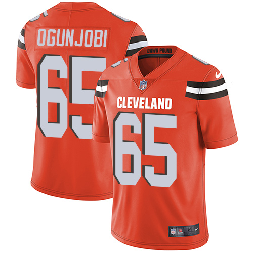 Youth Nike Cleveland Browns #65 Larry Ogunjobi Orange Alternate Vapor Untouchable Limited Player NFL Jersey