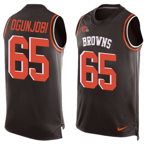 Men's Nike Cleveland Browns #65 Larry Ogunjobi Limited Brown Player Name & Number Tank Top NFL Jersey