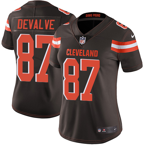 Women's Nike Cleveland Browns #87 Seth DeValve Brown Team Color Vapor Untouchable Limited Player NFL Jersey