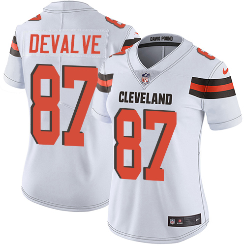 Women's Nike Cleveland Browns #87 Seth DeValve White Vapor Untouchable Elite Player NFL Jersey