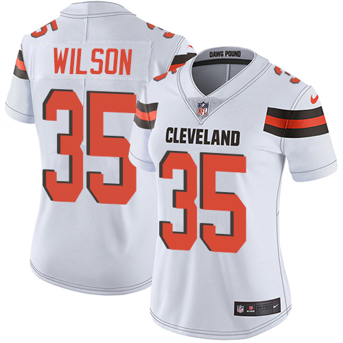 Women's Nike Cleveland Browns #35 Howard Wilson White Vapor Untouchable Limited Player NFL Jersey