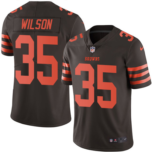 Men's Nike Cleveland Browns #35 Howard Wilson Elite Brown Rush Vapor Untouchable NFL Jersey
