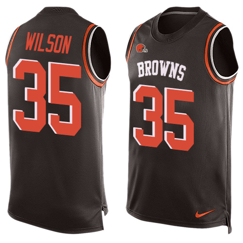 Men's Nike Cleveland Browns #35 Howard Wilson Limited Brown Player Name & Number Tank Top NFL Jersey
