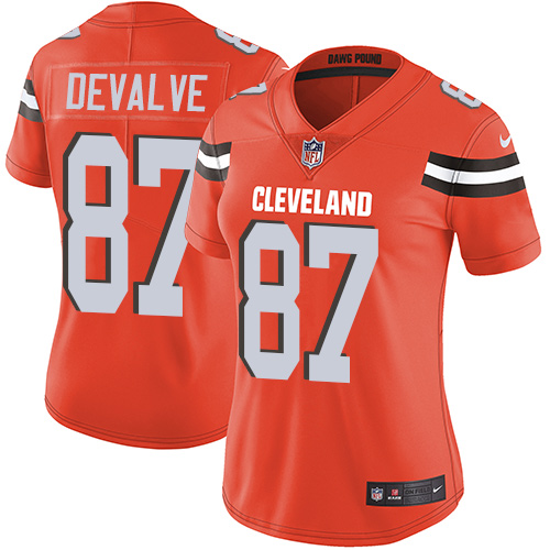 Women's Nike Cleveland Browns #87 Seth DeValve Orange Alternate Vapor Untouchable Elite Player NFL Jersey