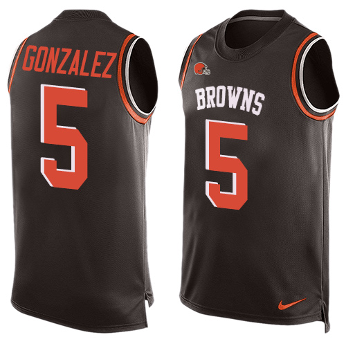 Men's Nike Cleveland Browns #5 Zane Gonzalez Limited Brown Player Name & Number Tank Top NFL Jersey