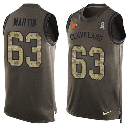 Men's Nike Cleveland Browns #63 Marcus Martin Limited Green Salute to Service Tank Top NFL Jersey