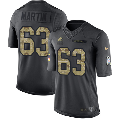 Youth Nike Cleveland Browns #63 Marcus Martin Limited Black 2016 Salute to Service NFL Jersey