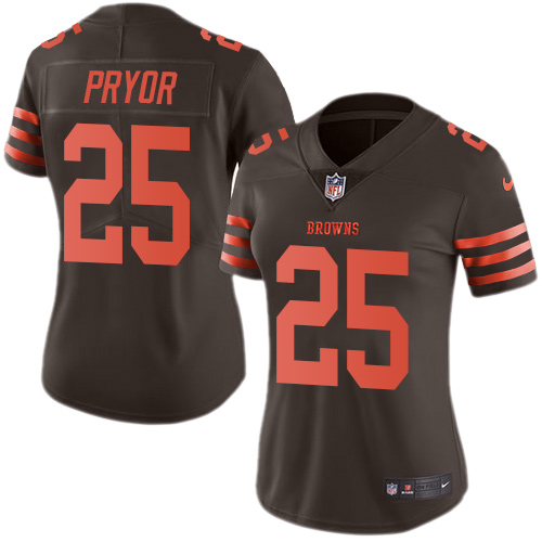Women's Nike Cleveland Browns #25 Calvin Pryor Limited Brown Rush Vapor Untouchable NFL Jersey