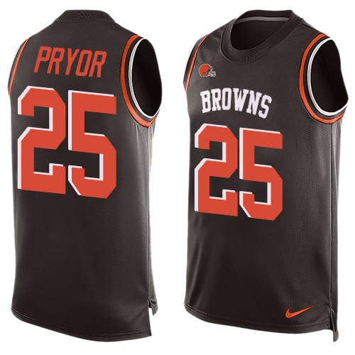 Men's Nike Cleveland Browns #25 Calvin Pryor Limited Brown Player Name & Number Tank Top NFL Jersey