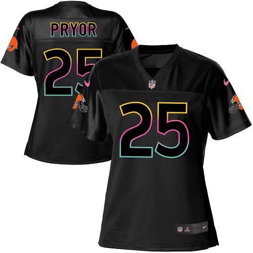 Women's Nike Cleveland Browns #25 Calvin Pryor Game Black Fashion NFL Jersey