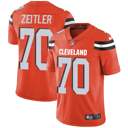Men's Nike Cleveland Browns #70 Kevin Zeitler Orange Alternate Vapor Untouchable Limited Player NFL Jersey
