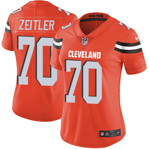 Women's Nike Cleveland Browns #70 Kevin Zeitler Orange Alternate Vapor Untouchable Limited Player NFL Jersey