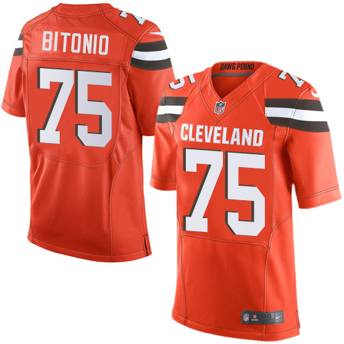 Men's Nike Cleveland Browns #75 Joel Bitonio Elite Orange Alternate NFL Jersey