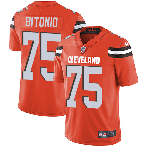 Youth Nike Cleveland Browns #75 Joel Bitonio Orange Alternate Vapor Untouchable Elite Player NFL Jersey