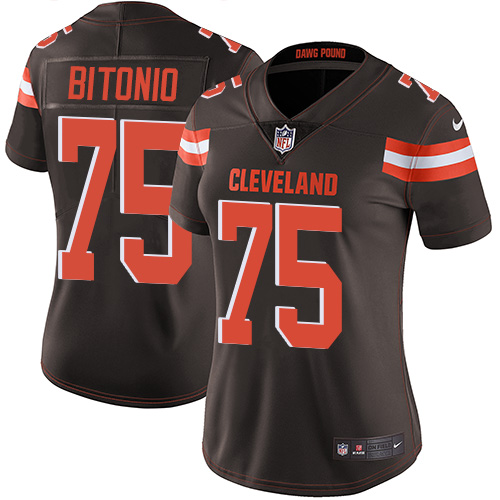 Women's Nike Cleveland Browns #75 Joel Bitonio Brown Team Color Vapor Untouchable Limited Player NFL Jersey
