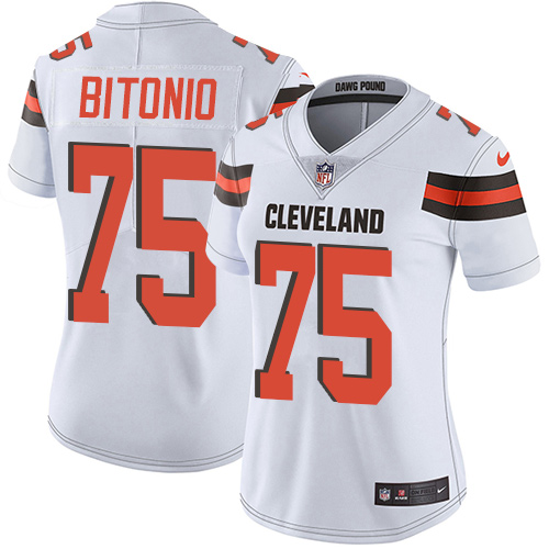 Women's Nike Cleveland Browns #75 Joel Bitonio White Vapor Untouchable Elite Player NFL Jersey
