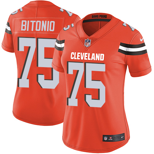 Women's Nike Cleveland Browns #75 Joel Bitonio Orange Alternate Vapor Untouchable Elite Player NFL Jersey
