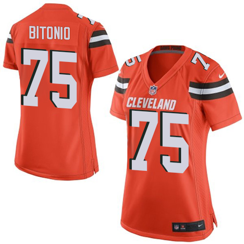 Women's Nike Cleveland Browns #75 Joel Bitonio Game Orange Alternate NFL Jersey