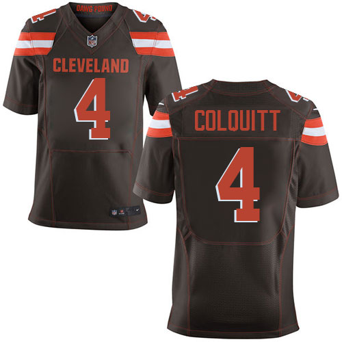 Men's Nike Cleveland Browns #4 Britton Colquitt Elite Brown Team Color NFL Jersey