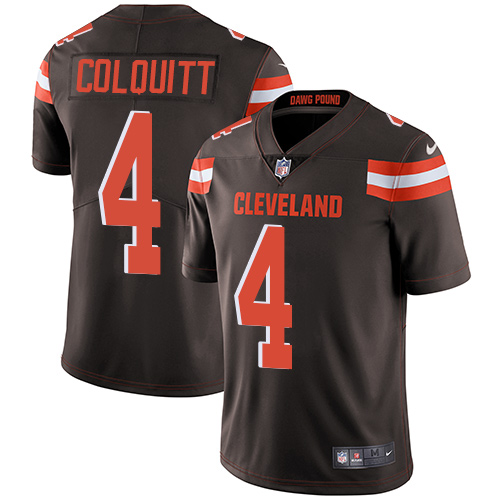 Men's Nike Cleveland Browns #4 Britton Colquitt Brown Team Color Vapor Untouchable Limited Player NFL Jersey