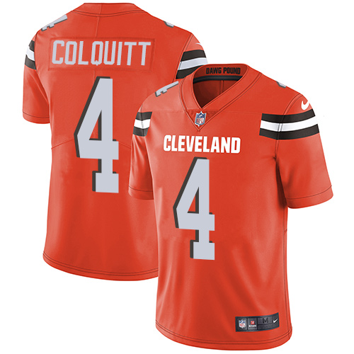 Men's Nike Cleveland Browns #4 Britton Colquitt Orange Alternate Vapor Untouchable Limited Player NFL Jersey