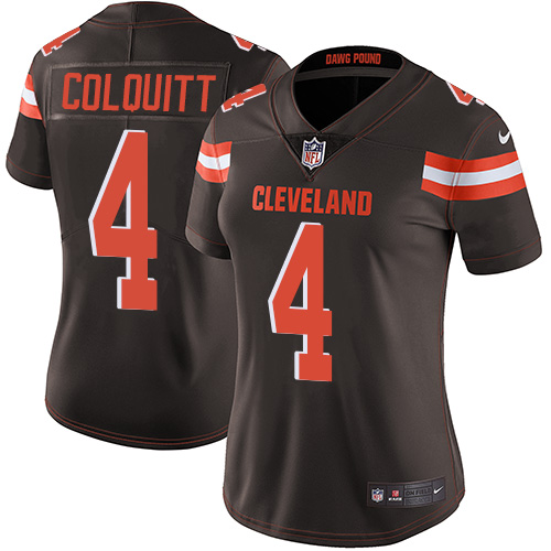 Women's Nike Cleveland Browns #4 Britton Colquitt Brown Team Color Vapor Untouchable Elite Player NFL Jersey