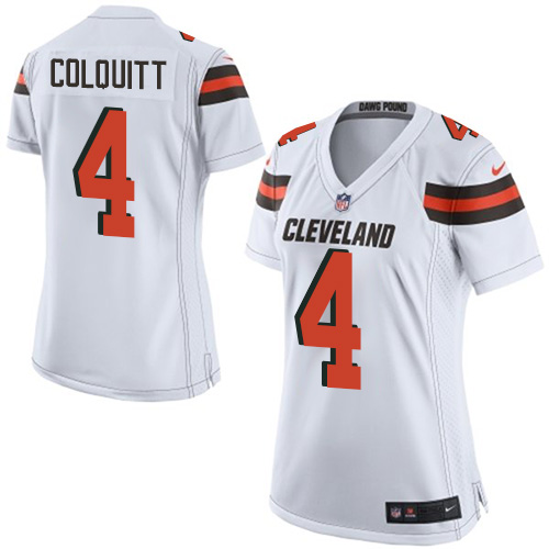 Women's Nike Cleveland Browns #4 Britton Colquitt Game White NFL Jersey