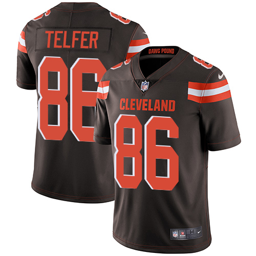 Men's Nike Cleveland Browns #86 Randall Telfer Brown Team Color Vapor Untouchable Limited Player NFL Jersey