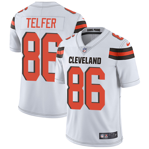 Men's Nike Cleveland Browns #86 Randall Telfer White Vapor Untouchable Limited Player NFL Jersey